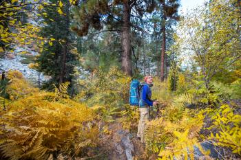 Hike in the autumn mountains