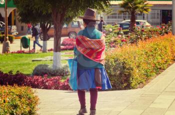 Peruvian people in city street