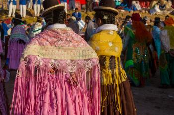 Peruvian people in city street