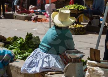 Peruvian people in city street