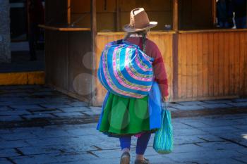 Peruvian people in city street