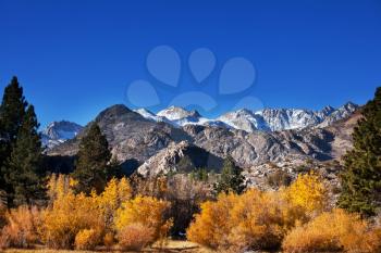 Scenic view of Sierra Nevada Mountain. fall foliage landscape. California,USA.