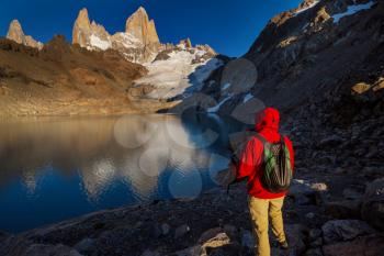 Famous Cerro Fitz Roy - one of the most beautiful and hard to accent rocky peak in Patagonia, Argentina