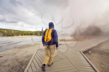 Tourist in Yellowstone National Park, USA