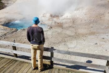 Tourist in Yellowstone National Park, USA