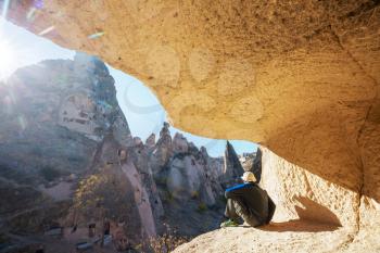 Unusual rock formation in famous Cappadocia, Turkey