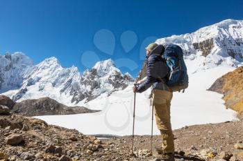 The climb in high snowy mountains