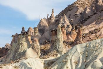 Unusual rock formation in famous Cappadocia, Turkey