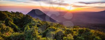 Beautiful  volcano  in Cerro Verde National Park in El Salvador at sunset