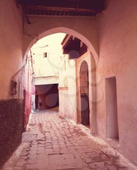 Narrow street in Moroccan city