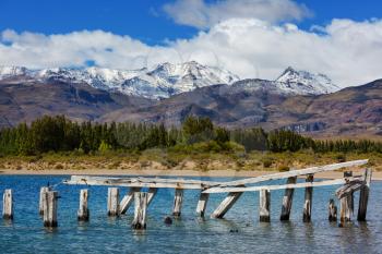 Beautiful mountains landscape along gravel road Carretera Austral in southern Patagonia, Chile