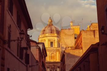 Old street in ancient Rome, Italy.  Architecture and landmark concept. Travel background.