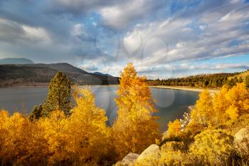 Scenic view of Sierra Nevada Mountain. fall foliage landscape. California,USA.