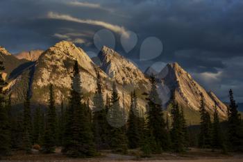 Picturesque mountain view in the Canadian Rockies in summer season