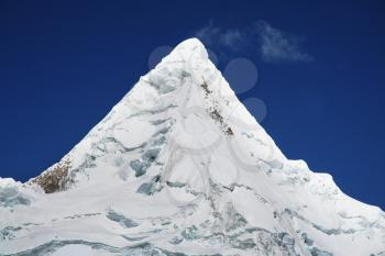 Beautiful peak Alpamayo in the Cordillera mountains, Peru, South America