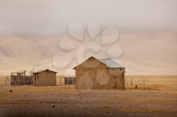 Authentic huts in african desert, Namibia