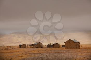 Authentic huts in african desert, Namibia