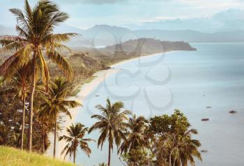 Amazing scenic view of sea bay and mountain islands, Palawan, Philippines holiday serenity beautiful tropical nature