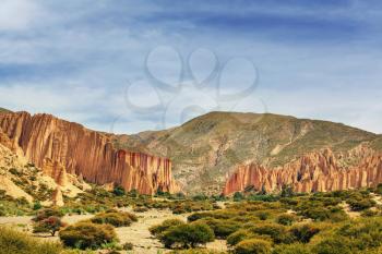 Bolivian canyon near Tupiza, Bolivia. Unusual Rock formations. Beautiful mountains landscape.