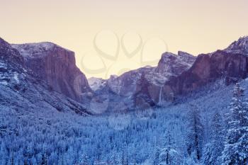 Winter season in Yosemite National Park, California, USA