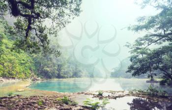 Beautiful natural pools in Semuc Champey, Lanquin, Guatemala, Central America