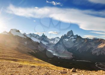 Famous Cerro Fitz Roy - one of the most beautiful and hard to accent rocky peak in Patagonia, Argentina