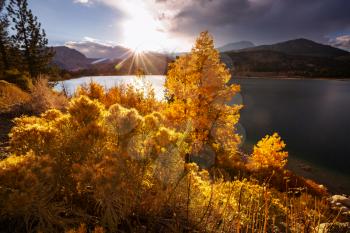 Scenic view of Sierra Nevada Mountain. fall foliage landscape. California,USA.