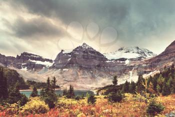 Beautiful autumn season in Canadian mountains. Fall background.