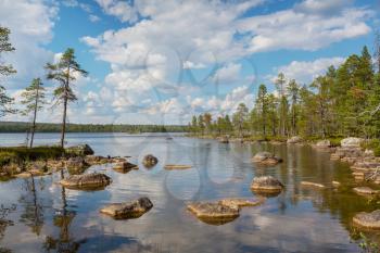 Beautuful serenity morning scene. Lake in Finland.