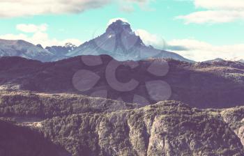 Beautiful mountains landscape along gravel road Carretera Austral in southern Patagonia, Chile