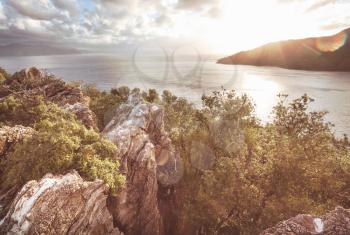 Beautiful sea coast  in Turkey. Amazing natural landscapes along Lycian hiking way.