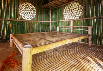 Green bamboo hut in tropical island