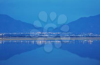 Scenic view of the Great Salt Lake landscape at sunset