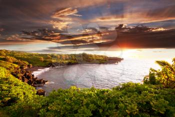 Beautiful tropical landscapes on Maui island, Hawaii