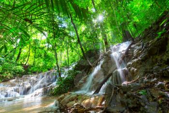 Beautiful waterfall in jungle, Mexico