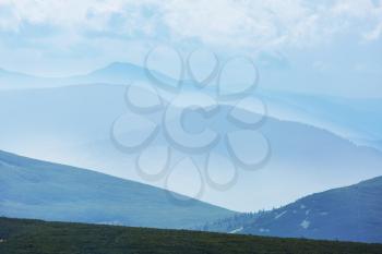 Beautiful natural landscapes in Carpathian mountains