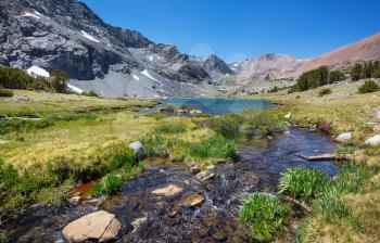Clean mountain river in Eastern Sierra Nevada, California, USA. Beautiful natural background