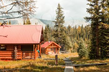mountain refuge in Canada, autumn season