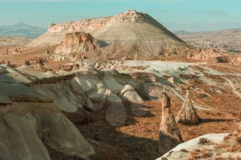 Unusual rock formation in famous Cappadocia, Turkey