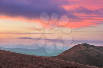 Beautiful natural landscapes in Carpathian mountains