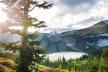 Beautiful mountain peak in  North Cascade Range, Washington,  USA