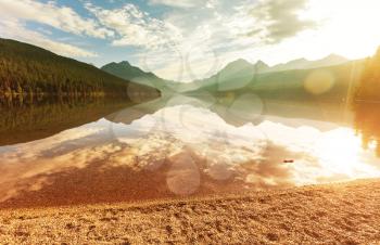 Bowman lake in Glacier National Park, Montana, USA