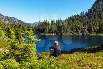 Serenity lake in the mountains