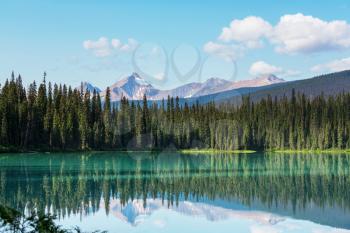 Serenity Emerald Lake in the Yoho National Park, Canada. Instagram filter