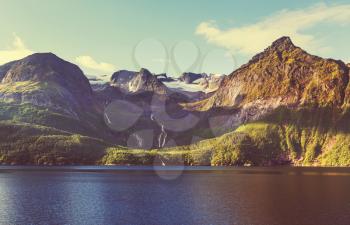 Landscapes of Norwegian sheer cliffs