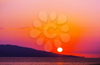 Beautiful sunset on Greek coast