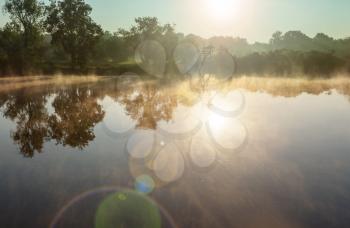 Unusual river fog in summer season