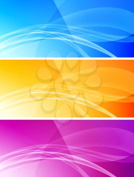 Royalty Free Clipart Image of a Set of Wavy Banners