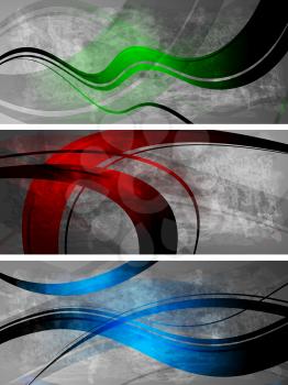 Royalty Free Clipart Image of Three Banners
