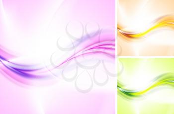 Royalty Free Clipart Image of a Set of Wavy Backgrounds